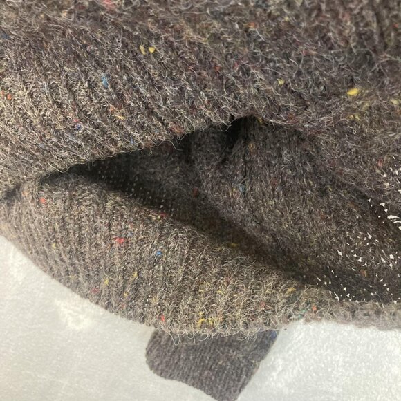 Vintage 90s Fisherman Knit Wool Blend Sweater Mens XL Brown Donegal Flecks Cable - Picture 11 of 15